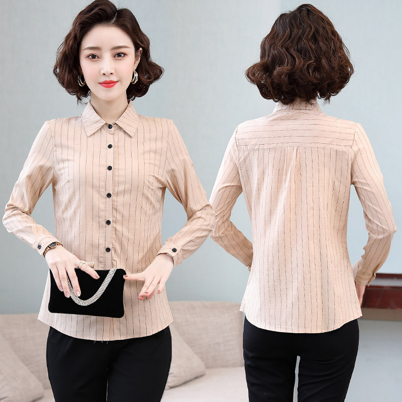 Real shot New Stripe simple slim long sleeve business dress solid color shirt