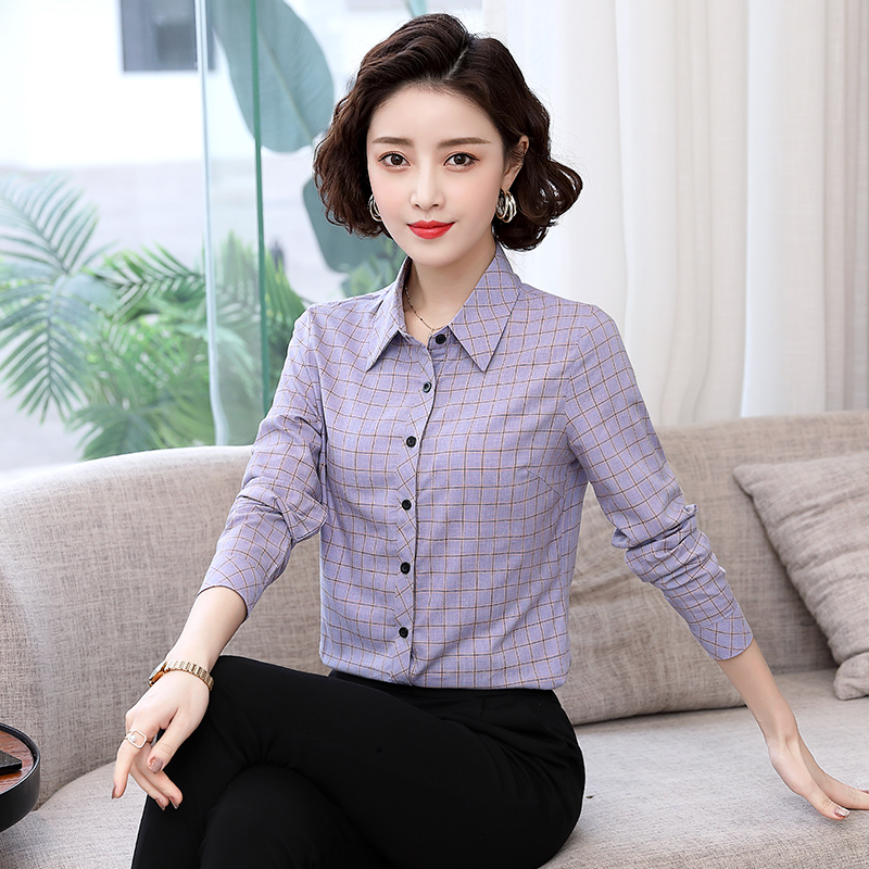 Real shot new Plaid solid color long sleeve collar slim fit professional fashion casual shirt