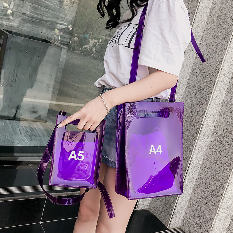日系仙女ins超火小包包女韩版果冻透明pvc少女心小方包迷你斜挎包