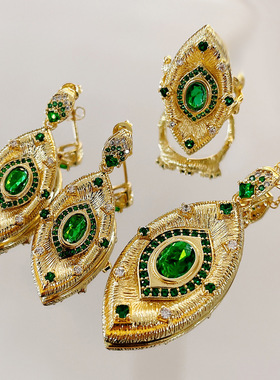 女恶魔之眼项链法式套装项链戒指