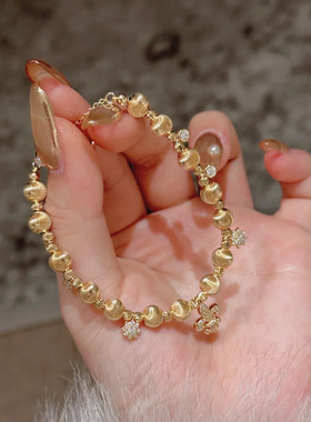 鸢尾雪花猫眼手链贵气高级感镶钻