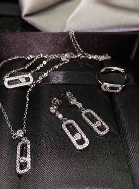 ins满钻别针几何形耳钉气质吊坠