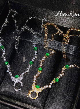 仿碧玺一款多戴葫芦扣万能项链女