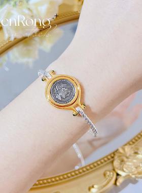 法式复古双面复刻双色金转动手链