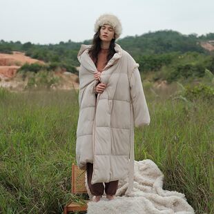 朵朵可可睡衣女24秋冬新款梭织夹棉大翻领加厚纯棉中长款睡袍棉袍