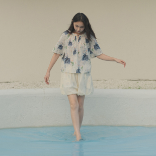 家居服套装 朵朵可可睡衣女2025春夏款 短裤 复古盘扣印花短袖 新中式