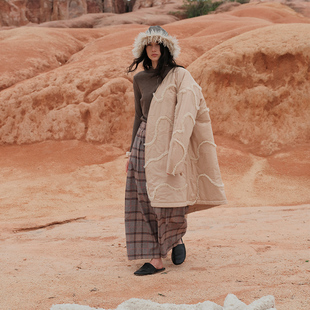 朵朵可可睡衣女秋冬新款梭织夹棉V领斜襟系带保暖家居服中长棉袍