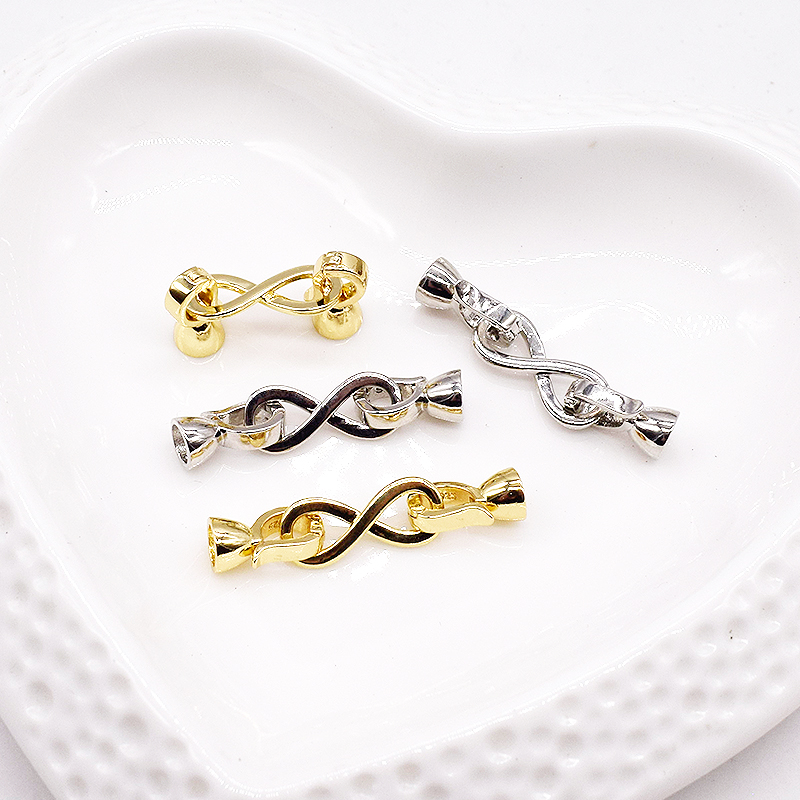 DIY配件 925镀银光金8字扣珍珠玉石手链项链毛衣链扣子收尾搭扣女