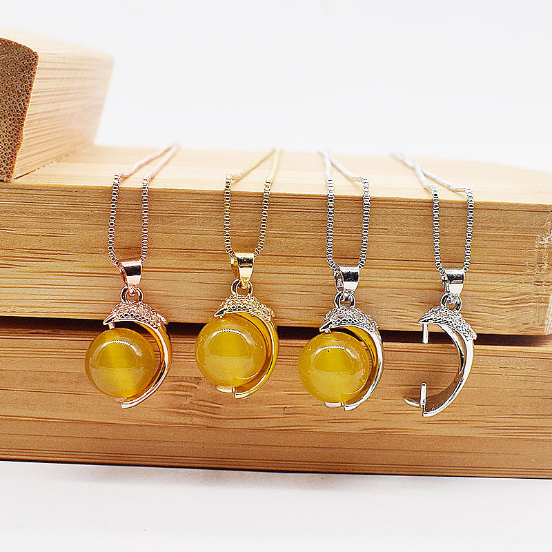 平安扣夹扣925半银配件吊坠扣子 蜜蜡扣玉石水晶大小号海豚款扣头