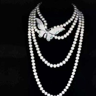 DIY配件 银镀18K金微镶钻蝴蝶胸针 天然珍珠胸花别针胸饰项坠空托