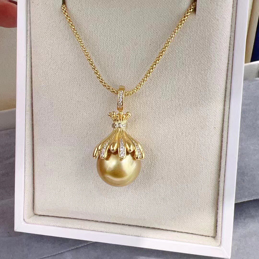 镀18k金饰品配件吊坠扣花苞空托万能扣项链扣 可开口大珍珠吊坠扣图片