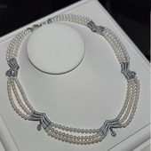 diy珍珠饰品宫廷风微镶 铜镀真金三排水滴锆石多层半成品吊坠空托