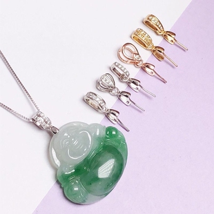 铜钱小号吊坠扣头镀18k金万能扣头 diy佛公观音如意长针吊坠夹扣