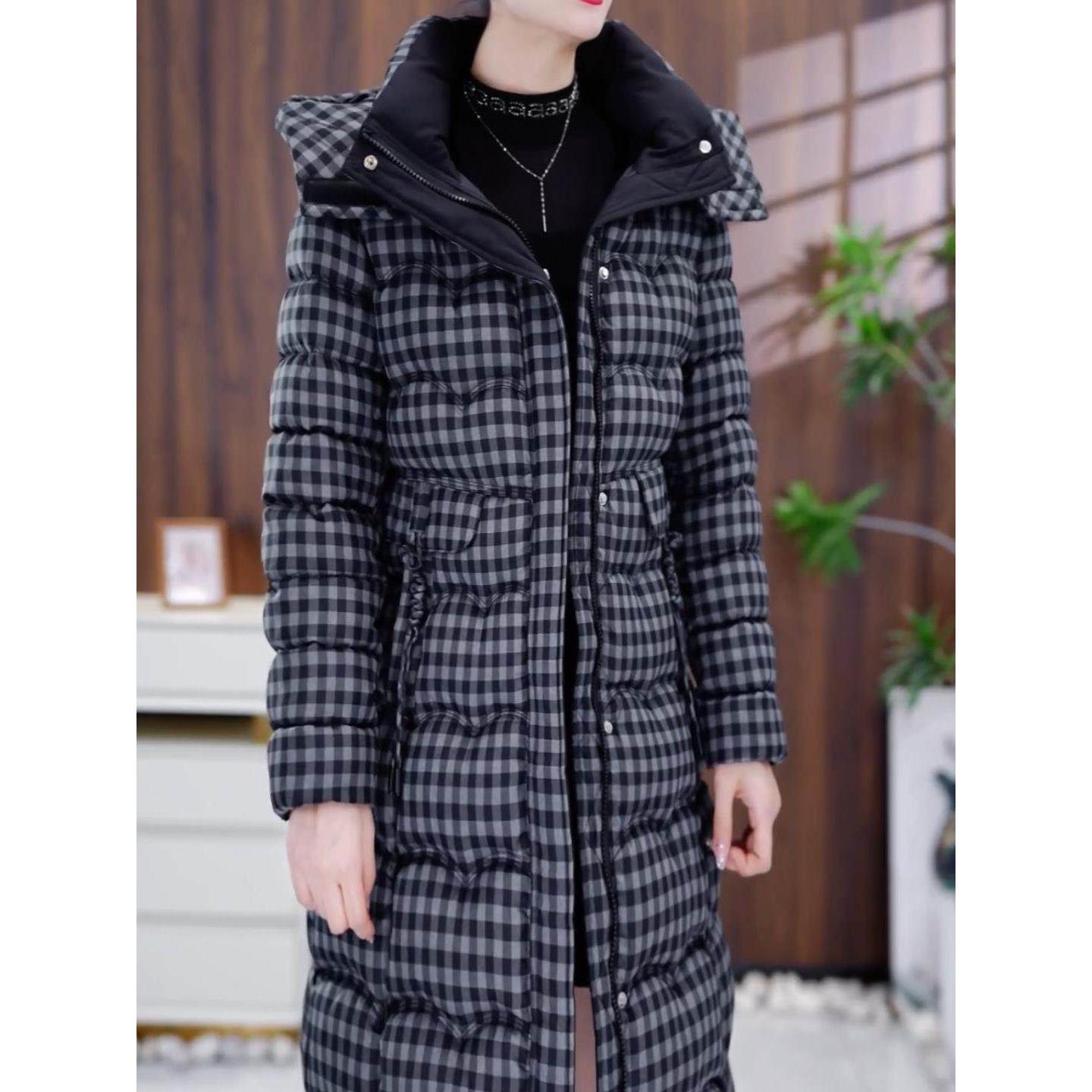 高级感中长款可拆卸帽子棉服女2025冬季新款格子加厚保暖时尚外套,女装/女士精品,棉衣/棉服,淘宝优惠券,粉丝福利购,淘宝优惠卷