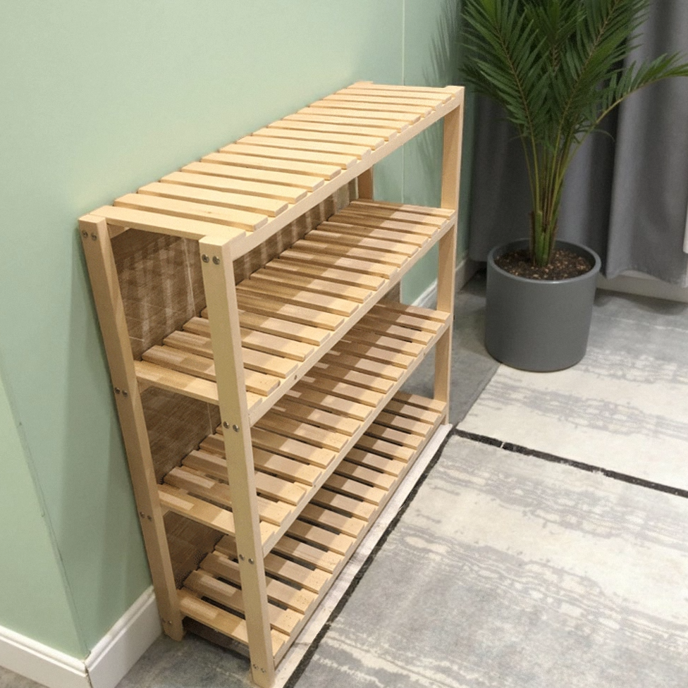 多层实木质置物架隔板架落地厨房宿舍简易鞋架陈列排骨书架子定制