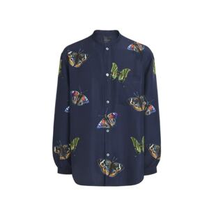 AANB026560AA 蝴蝶印花小立领真丝衬衫 IAN HYLTON