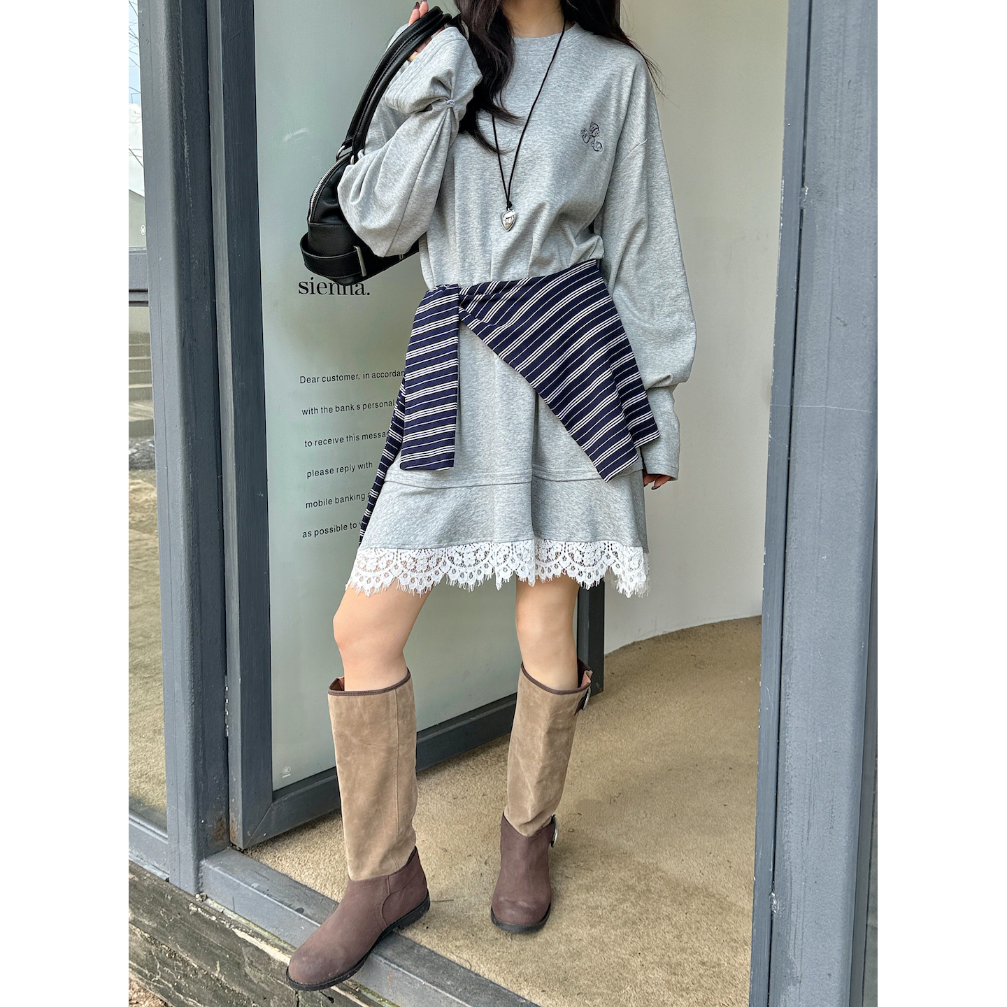 RAWVEIL  蕾丝拼接披肩两件套卫衣连衣裙 RV5C2OP00100