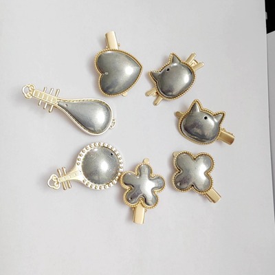 宋锦香云纱螺钿点翠DIY短发夹新中式国风发夹底托-非成品