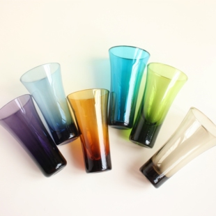 中古vintage彩虹色玻璃小酒杯  龙舌兰酒杯