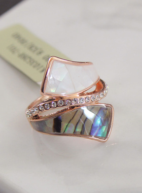 时尚风夸张彩色贝壳饰品戒指