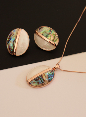 欧美夸张耳钉天然贝壳短款吊坠