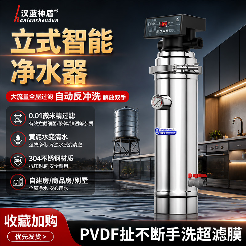 立式智能反冲洗全屋净水器免拆洗
