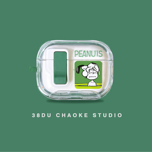 史努比【手机支架】锁扣式自动弹盖Airpodspro3代保护套软硅胶适用苹果AirPods4耳机壳小众创意卡通2二三四