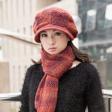 卓朵羊毛线帽子围巾两件套装韩版女士帽子女款秋冬季帽子冬天可爱