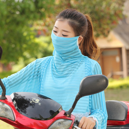2015新款女夏季防尘防紫外线披肩 口罩一体套装电动车防晒衫衣服