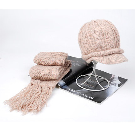 卓朵帽子女冬天韩版时尚围巾两件套装保暖羊毛针织帽可爱毛线帽