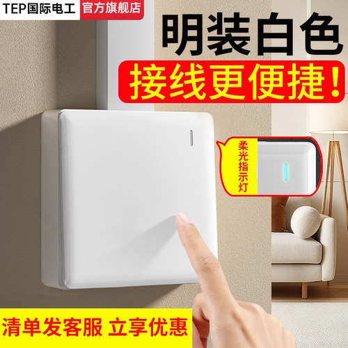 爆款热销国际电工明装白开关插座