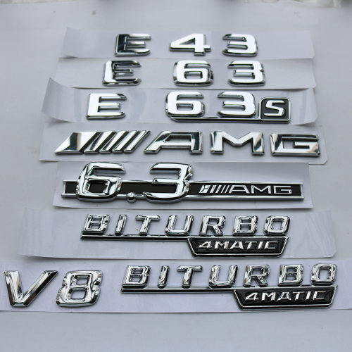 适用于奔驰E63S E43车标后尾标6.3AMG V8 BITURBO 4MATIC侧标车贴