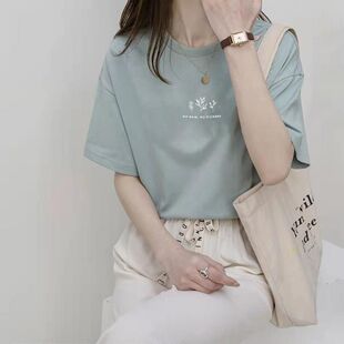健身女孩薄款速干瑜伽服短袖宽松弹力运动上衣夏印花半袖跑步T恤