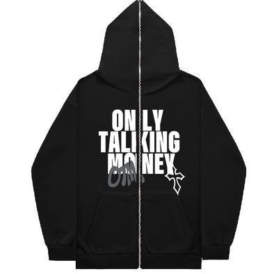 2024跨境开衫拉链卫衣抓绒hoodie zip欧美复古Y2K帽衫全拉链卫衣