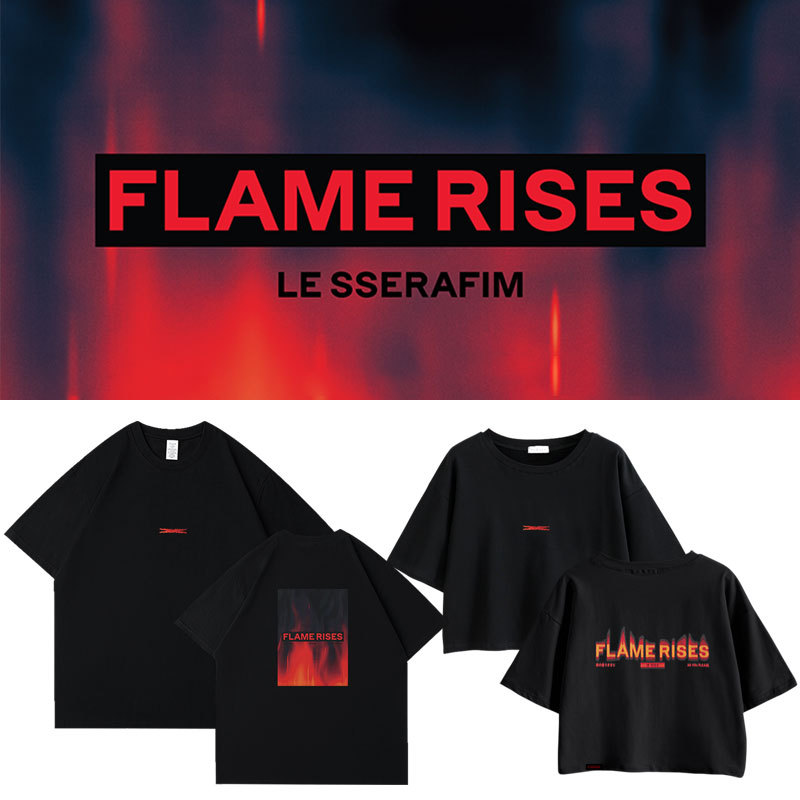 LESSERAFIM2023FlameRises演唱会周边同款短袖T恤印花夏季上衣服