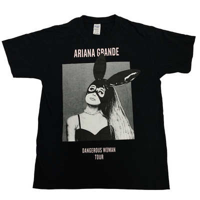 Ariana Grande 巡回演出 A妹同款专辑 兔脸封面 黑色周边短袖T恤