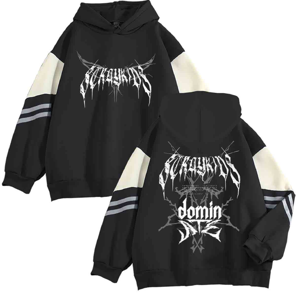 straykids同款秋冬长袖抓绒连帽衫卫衣跨境新款流浪儿童拼色卫衣