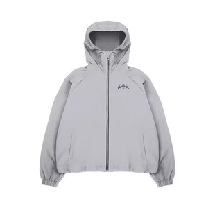 tren coat 风衣拼色刺绣防风外套夹克拉链帽衫 恶魔岛Embroidered