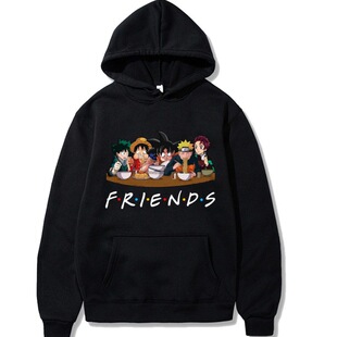 FRIENDS动漫主角集合印花 春秋套头连帽衫加绒男女外套卫衣hoodie