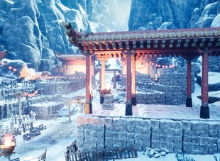 ue5虚幻4 雪山地形 古代建筑 修仙宗门场景 Mountain 动画场景