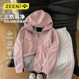 ZEENI 轻户外山系防风防水软壳登山服女保暖锁温冲锋衣夹克外套