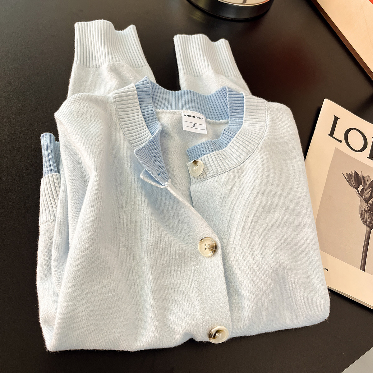 韩系乖乖女！绝美巨好看的小上衣女秋日新款撞色毛衣针织开衫外套,女装/女士精品,毛衣,淘宝优惠券,粉丝福利购,淘宝优惠卷