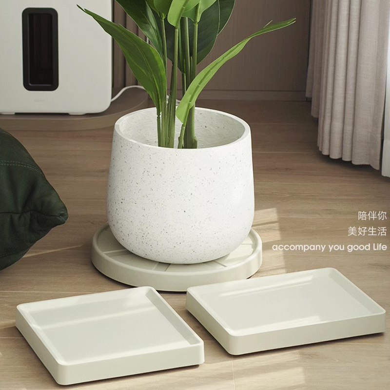花盆托盘带轮圆形塑料长方形接水托盘可移动正方形花盆底座万向轮