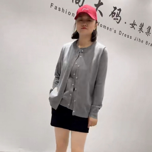 新款 加大码 针丝缘子汇6809秋季 叠穿针织衫 女 女装 减龄显瘦洋气开衫