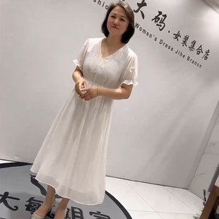胖妹妹减龄显瘦气质雪纺裙 女权贵族3267夏季 新款 连衣裙加大码 女装
