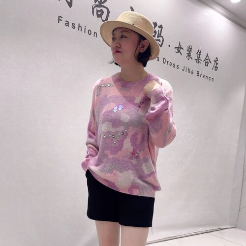 女权贵族秋冬新款大码显瘦针织衫
