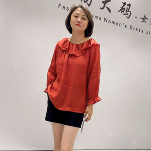 女装 女权贵族6353秋季 加大码 新款 胖妹妹减龄显瘦百搭上衣 苎麻衬衫