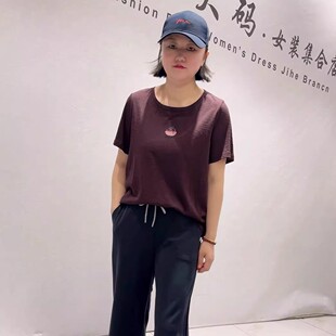 5632芮娜依莲夏季新款欧货圆领短袖T恤加大码女装胖妹妹减龄上衣