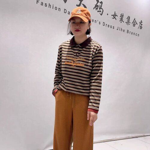 芮娜依莲秋冬新款大码条纹衫上衣
