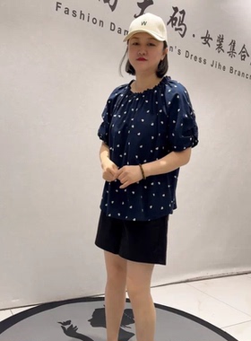 3297女权贵族夏季新款欧货棉质短袖加大码女装胖妹妹百搭显瘦上衣